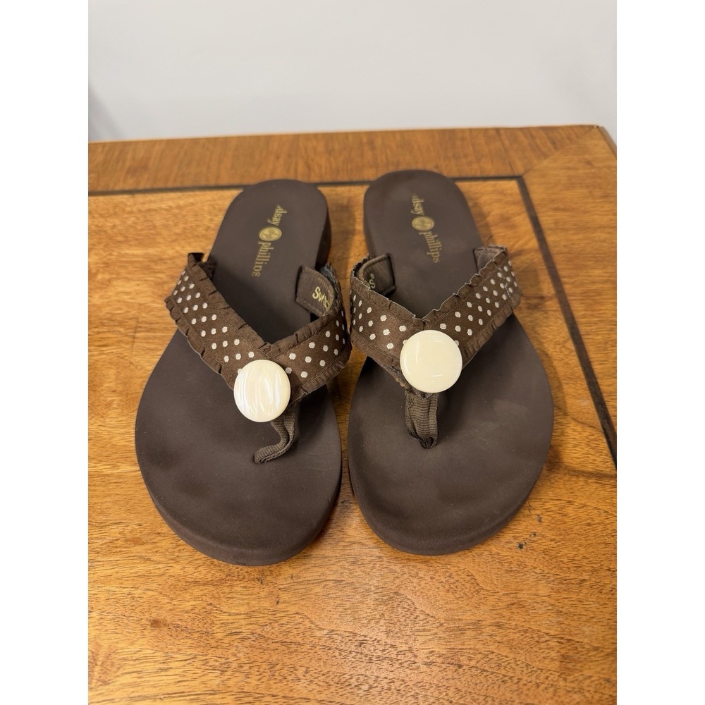 Women's 7 Lindsay Phillips Switch Flops Brown Button Interchangeable Sandals